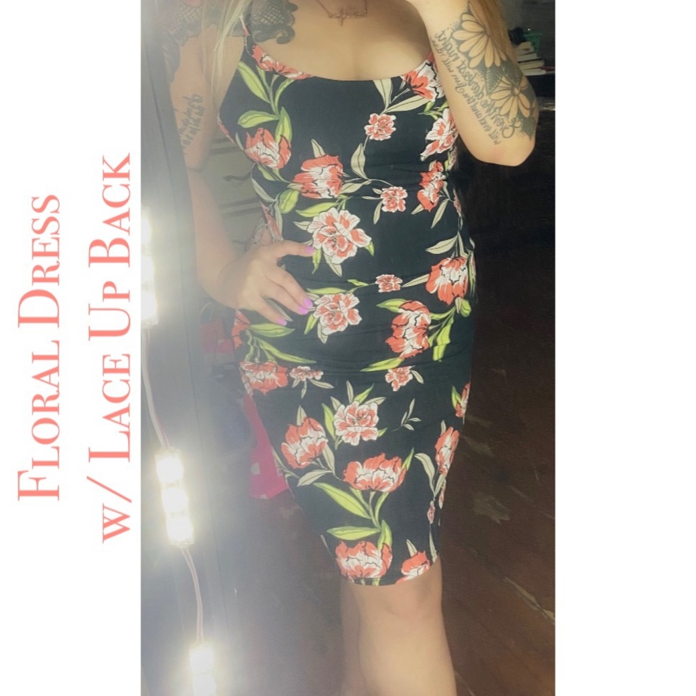 Floral Print Tank Dress (Strappy Back)